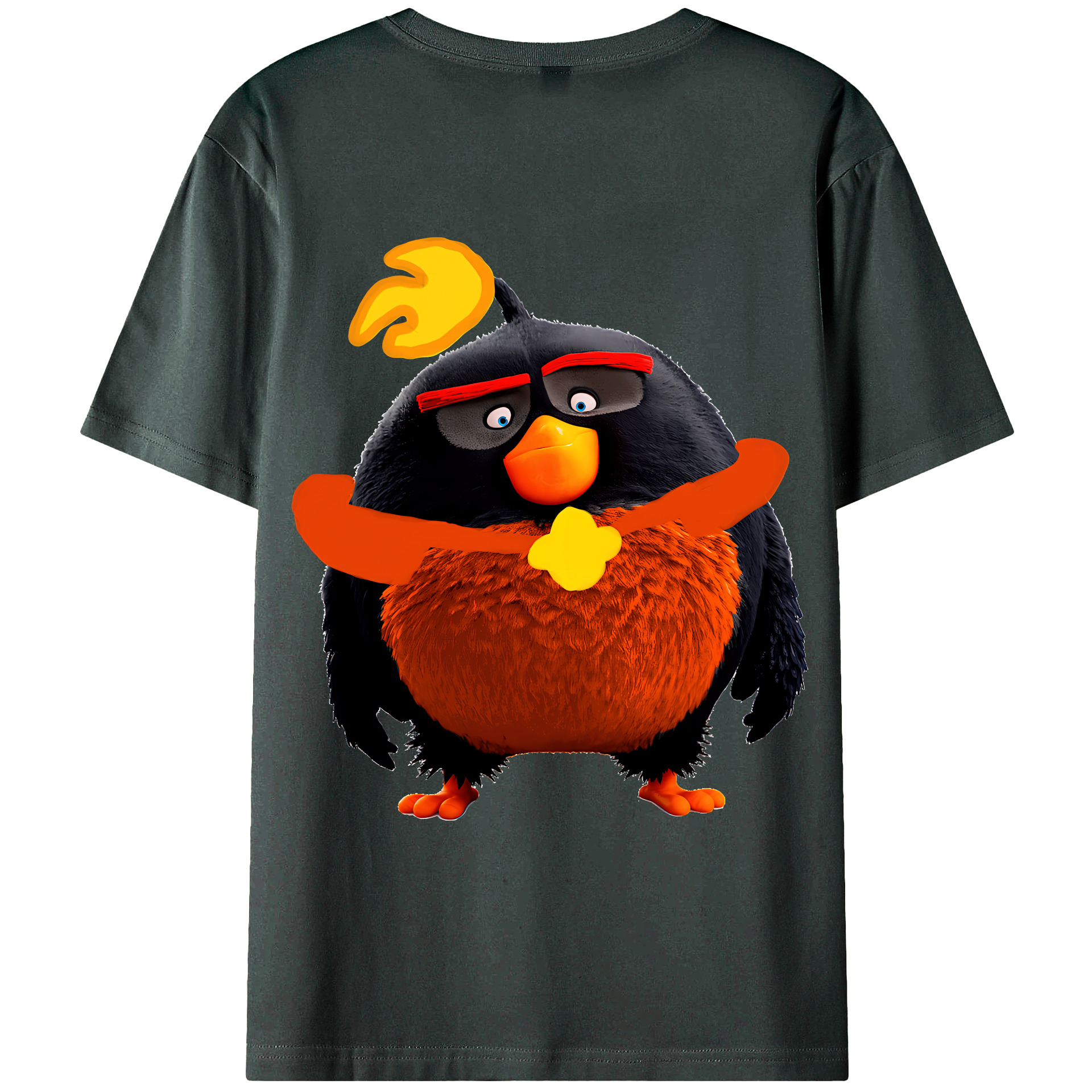 （画像用） Angry Birds アングリーバード 綿100％ メンズ半袖Tシャツ（バックプリント） 通気性